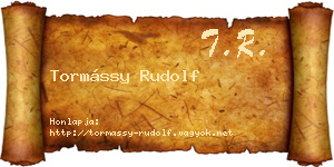 Tormássy Rudolf névjegykártya